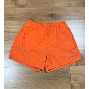 Nike Swim Trunks Shorts Lined Drawstring Orange Big Swoosh Vintage Mens XL